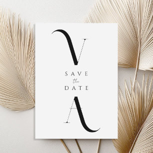 Save The Date Élégant minimaliste moderne Mariage noir et blanc