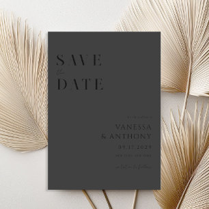 Save The Date Élégant minimaliste moderne Matte Mariage noir