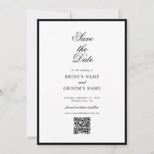 Save The Date Élégant minimaliste noir blanc Mariage