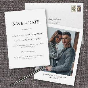 Save The Date Élégant minimaliste noir et blanc Mariage