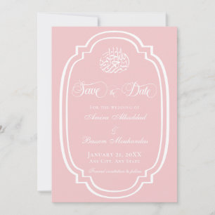 Save The Date Élégant minimaliste rose Mariage islamique