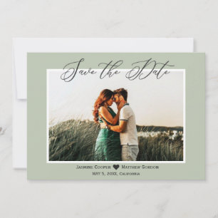 Save The Date Élégant minimaliste Sage Green Photo Enregistrer l