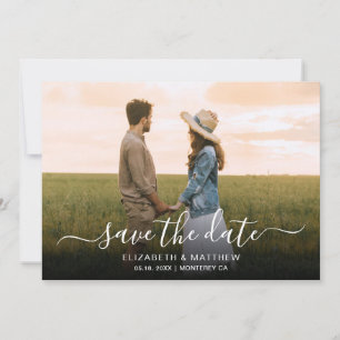 Save The Date Élégant minimaliste Script Un Mariage photo