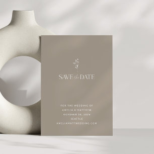 Save The Date Élégant minimaliste Terre Botanique Taupe Mariage