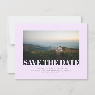 Save The Date Élégant minimaliste violet doux Enregistrer la pho
