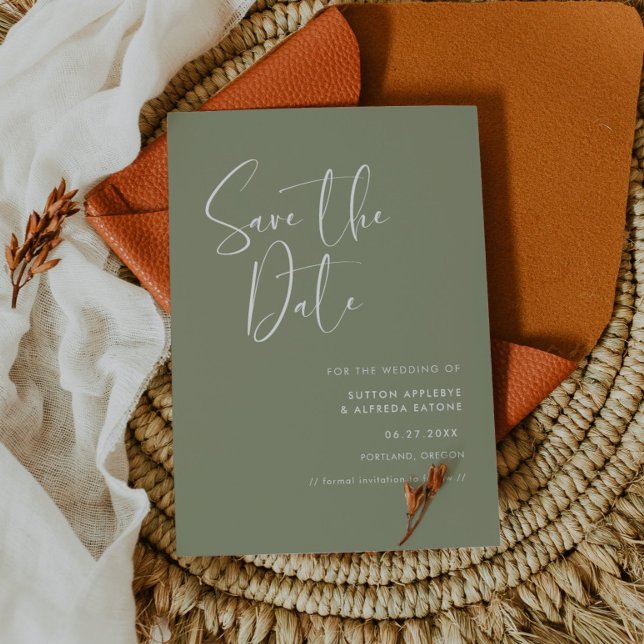 Save The Date Elegant & modern sage green (Créateur téléchargé)