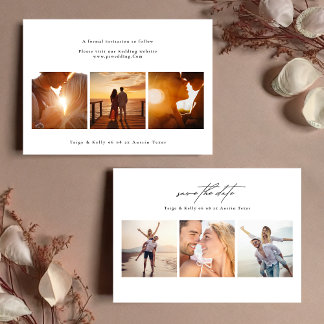 Save The Date élégant moderne 6 photo collage mariage