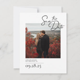 Save The Date Elégant moderne blanc Enregistrer la photo de la d