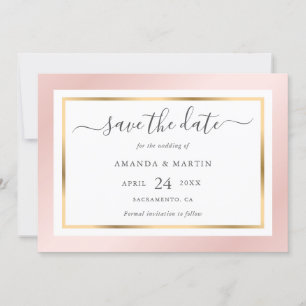 Save The Date Élégant moderne Blush rose et Mariage or