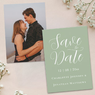 Save The Date Élégant Moderne Écriture Photo Mariage Photo