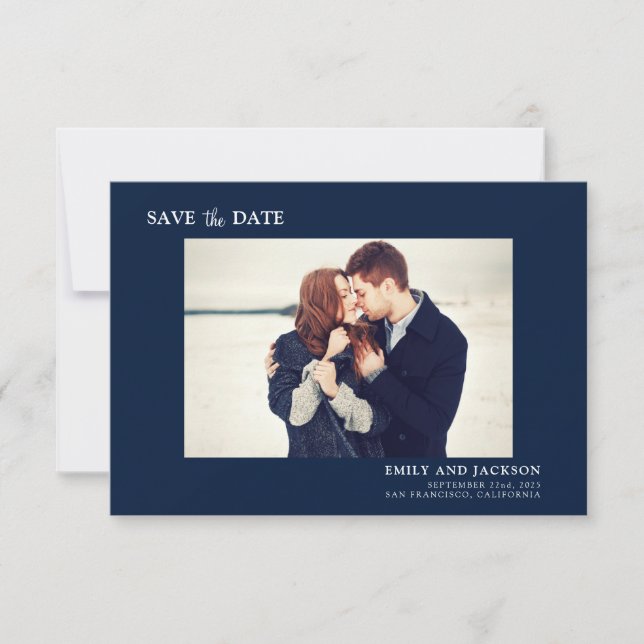 Save The Date Élégant moderne Enregistrer la date Photo Marine B (Devant)