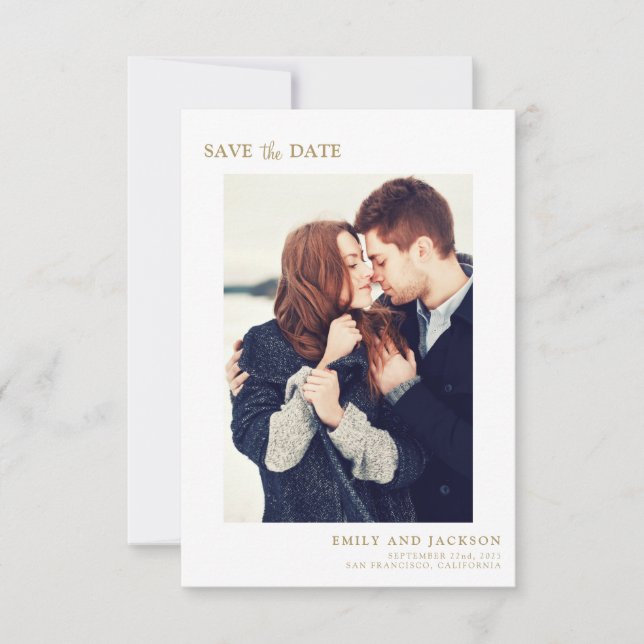 Save The Date Élégant moderne Enregistrer la photo Date Blanc (Devant)
