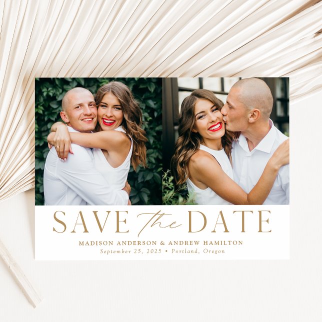 Save The Date Elegant moderne Gold 2 Photo (Créateur téléchargé)