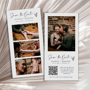 Save The Date Élégant moderne minimaliste Photo Booth Strip QR C