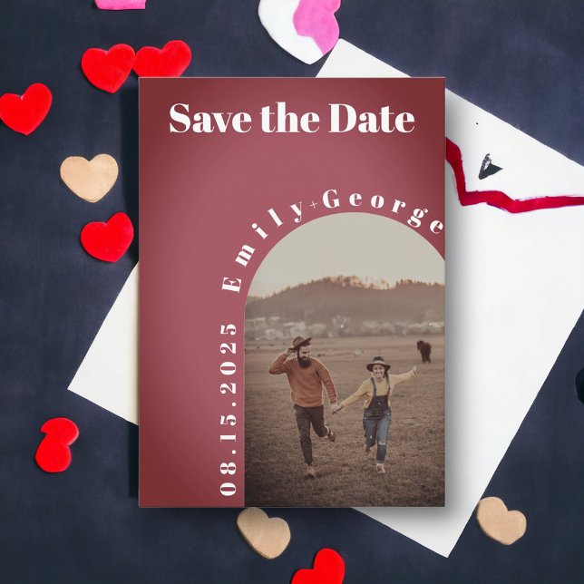 Save The Date Élégant moderne romantique Couple Arch Mariage pho (Créateur téléchargé)