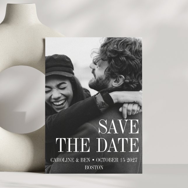 Save The Date Élégant Moderne Simple Photo Vertical de Mariage (Créateur téléchargé)