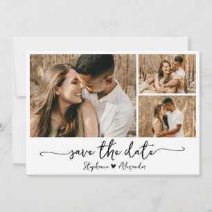 Save The Date Elégant moderne typographie Photo Collage Mariage