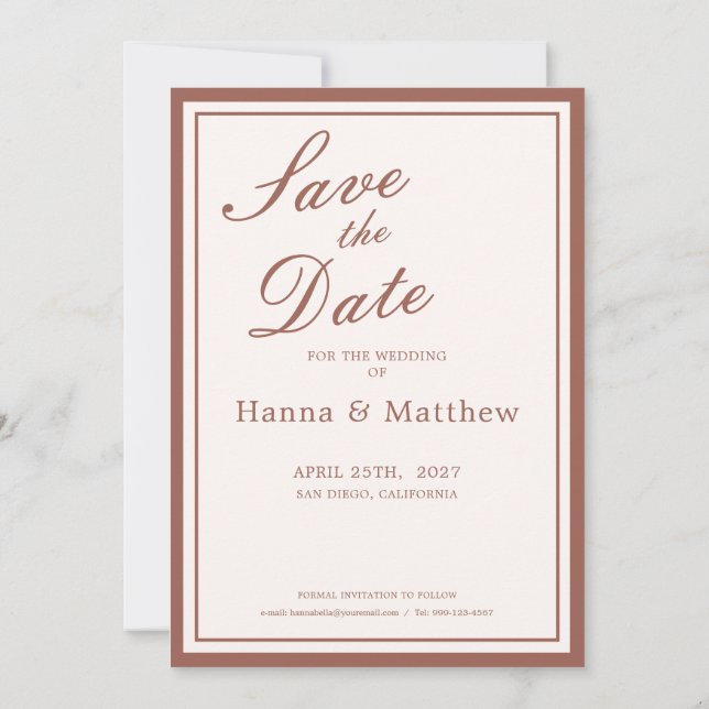 Save The Date Élégant Monogramme Floral Aquarelle Rose Mariage (Dos)