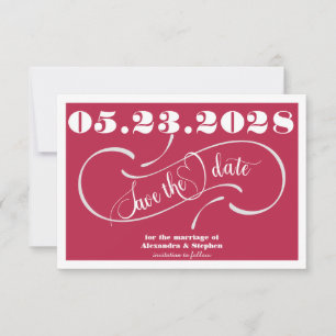 Save The Date Élégant Monogramme manuscrit QR Code Magenta Photo
