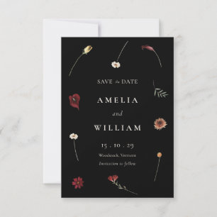 Save The Date Élégant Moody Automne Fleur sauvage Mariage d'auto