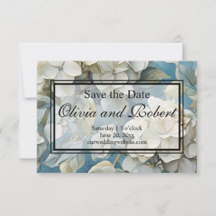 Save The Date Elégant moody bleu poussiéreux flores d'aquarelle
