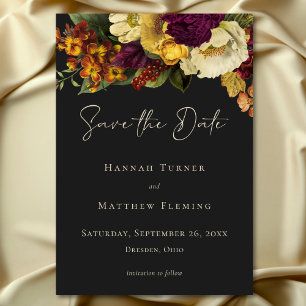 Save The Date Élégant Moody Jewel Vintage Floral Mariage