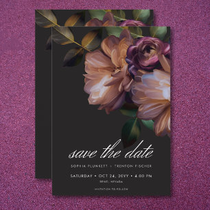 Save The Date Élégant Moody Noir Mariage Floral