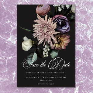 Save The Date Élégant Moody Twilight Muted Floral Mariage