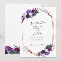 Élégant motif floral géométrique violet Script