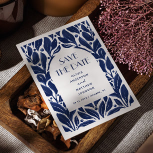 Save The Date Elégant motif marine moderne bleu arc floral