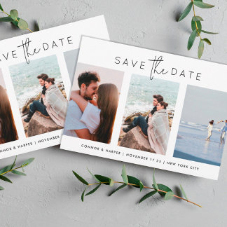 Save The Date Élégant Multi Noir Blanc Texte Photo Enregistrer L