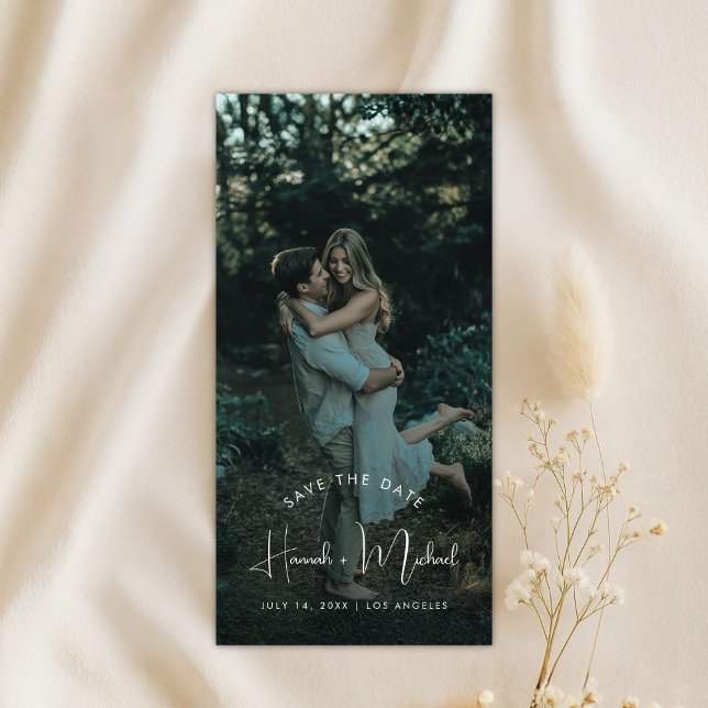 Save The Date Elegant Names Script Modern Wedding Photo Bookmark (Créateur téléchargé)