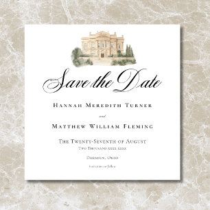 Save The Date Élégant Néoclassique Vintage Scènes Mariage