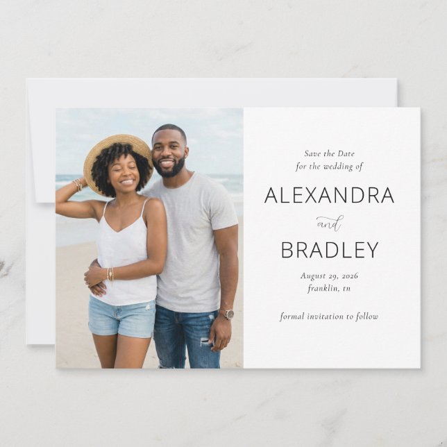 Save The Date Elegant Neutral Beach Photo (Devant)