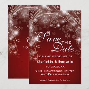 Save The Date Élégant Noël Rouge Hiver Enregistrer La Date
