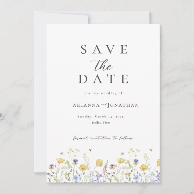 Save The Date Elégant noir blanc Boho Photo Collage Mariage (Devant)