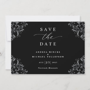 Save The Date Elégant Noir & Blanc Mariage Enregistrer La Date