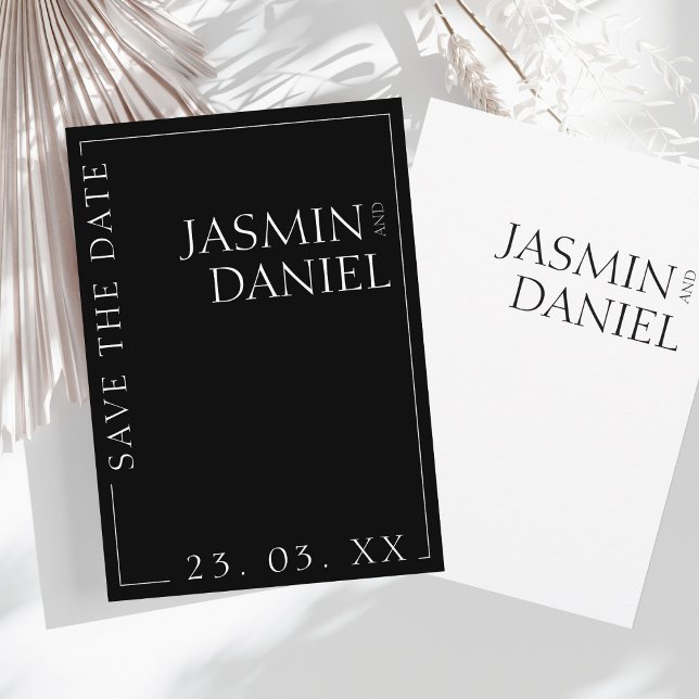 Save The Date Élégant noir blanc minimal Mariage de typographie (Créateur téléchargé)