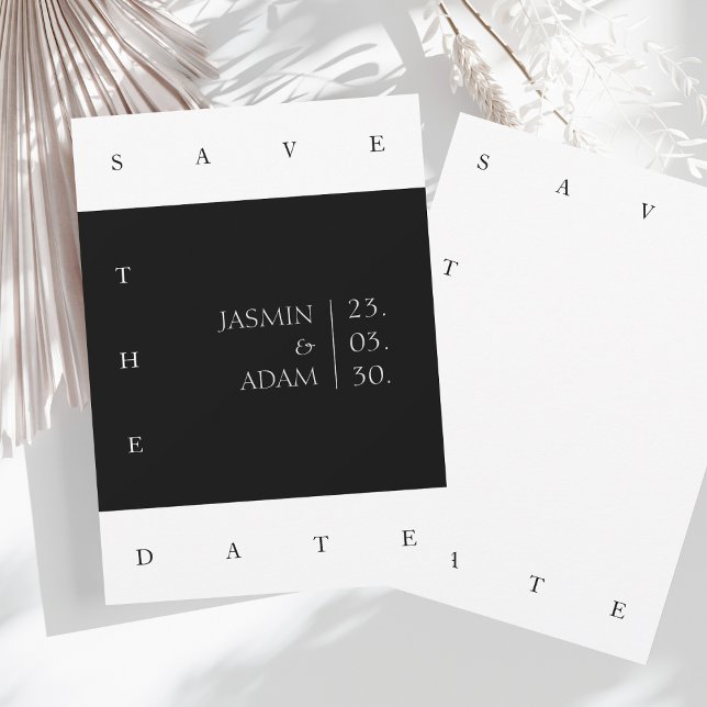 Save The Date Élégant noir blanc minimal Mariage de typographie (Créateur téléchargé)