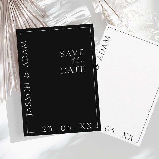 Save The Date Élégant noir blanc minimal Mariage de typographie (Créateur téléchargé)