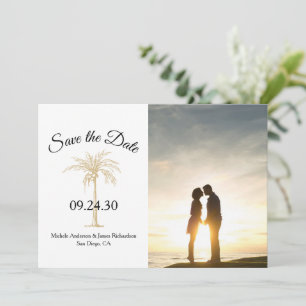 Save The Date Elégant noir blanc Palm Tree Mariage photo