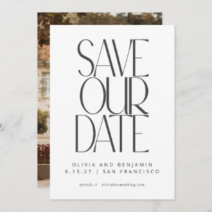 Save The Date Elégant noir blanc Simple moderne photo tendance