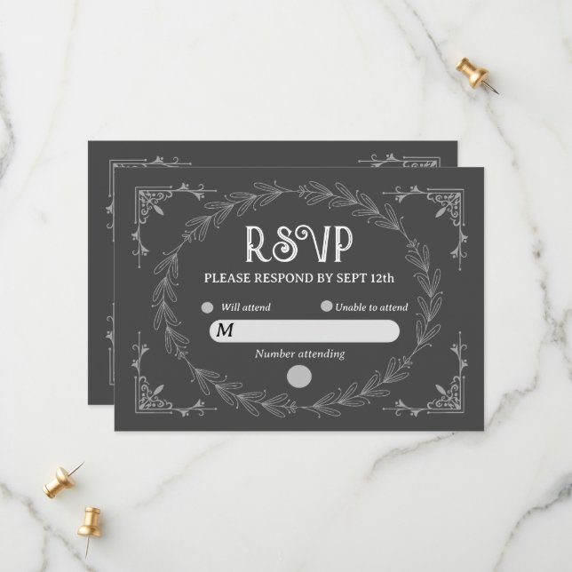 Save The Date Elegant Noir Deco | Mariage Noir et Blanc (Devant/Arrière en situation)
