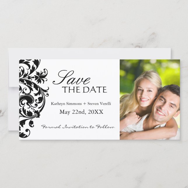 Save The Date Élégant noir et blanc Enregistrer la date (Devant)