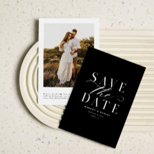 Save The Date Élégant noir et blanc Enregistrer la date une phot