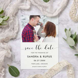 Save The Date Élégant noir et blanc enregistrer la photo de date