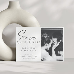 Save The Date Élégant noir et blanc photo minimaliste Mariage
