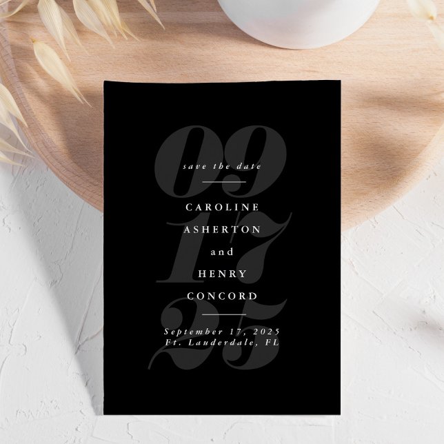 Save The Date Élégant noir et blanc tendance audacieuse, économi (Créateur téléchargé)