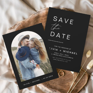 Save The Date Élégant Noir Photo Minimaliste d'Événement à Sauve