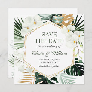 Save The Date Elégant Oasis Orchid Bohemian Green Mariage